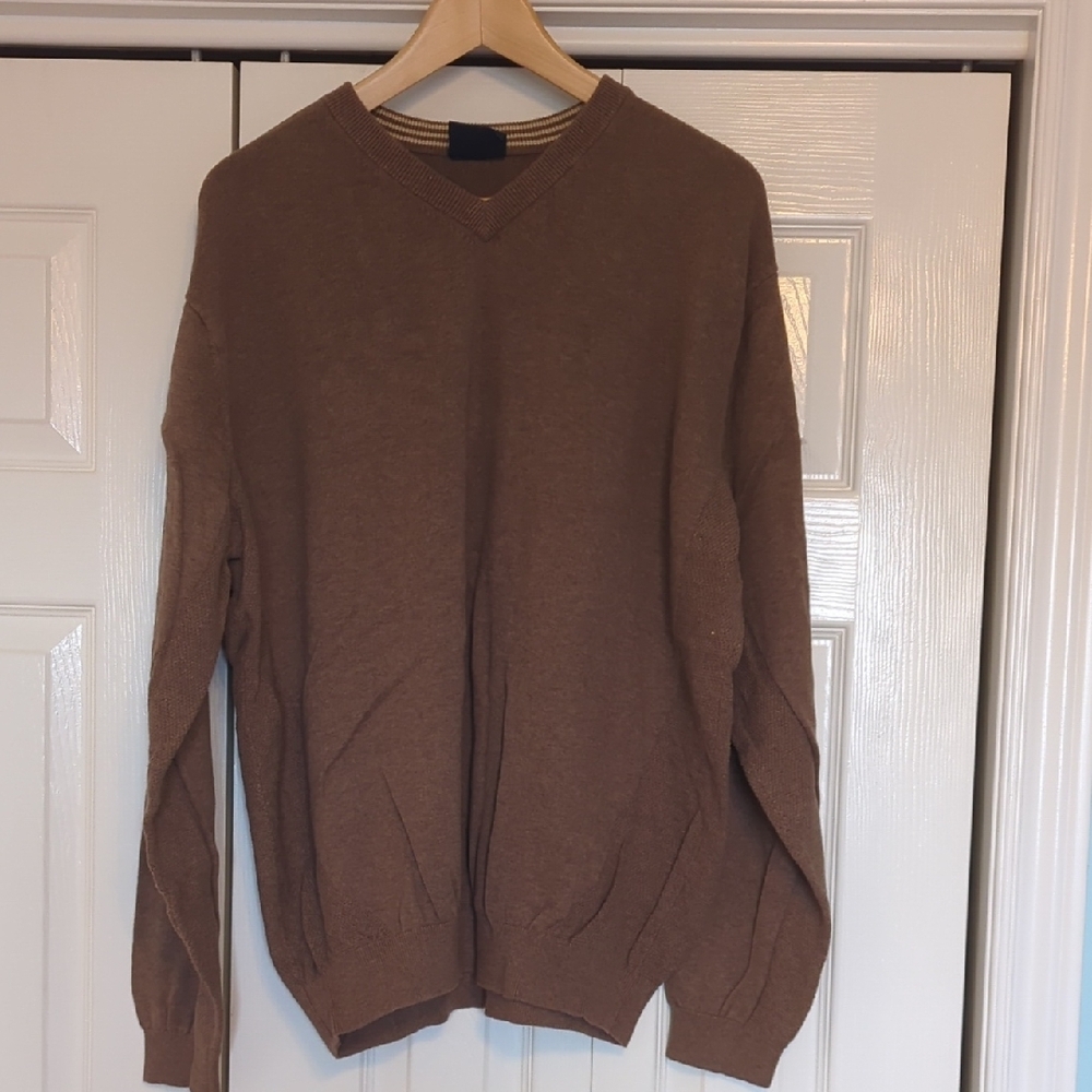 Men's Brown V-Neck Sweater